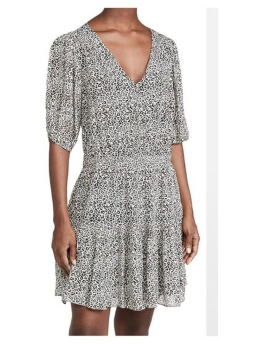 VELVET by GRAHAM & SPENCER Saskia Leopard Mini Dress Black/Tan/Ivory Women L